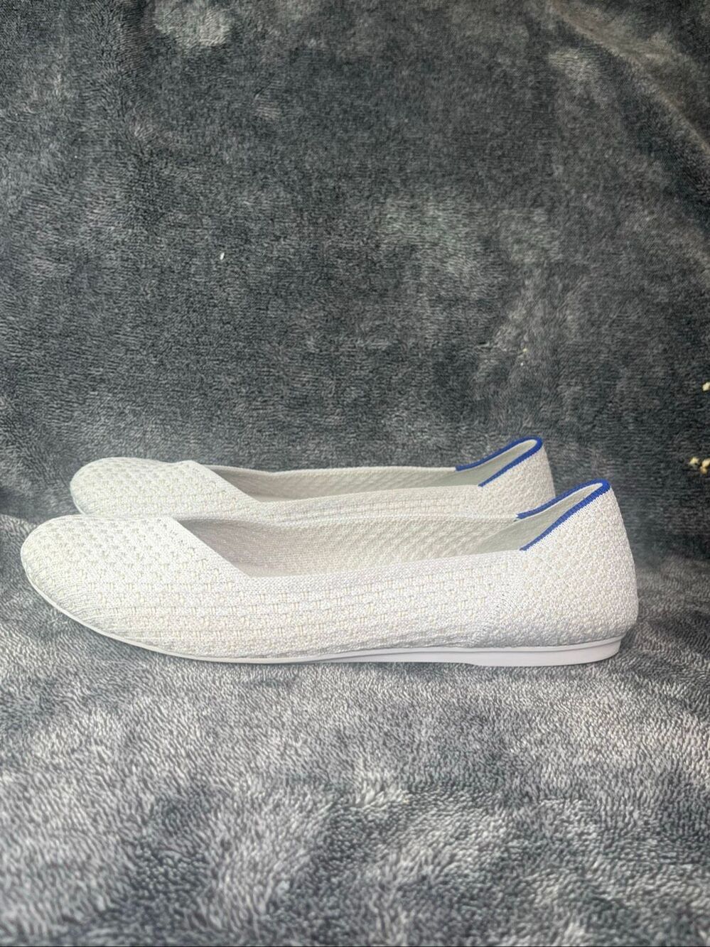 Rothy's The Flat Ivory Metallic Gold Shimmer Knit Womens Size 9 Ballet Flats